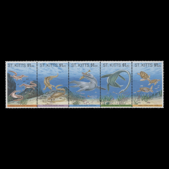 Saint Kitts 1994 (MNH) Prehistoric Aquatic Reptiles strip