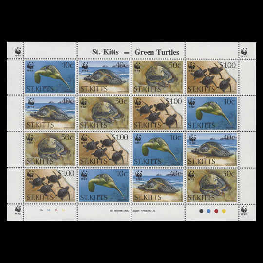 Saint Kitts 1995 (MNH) Green Turtle sheetlet