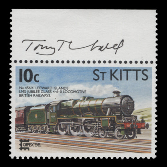 Saint Kitts 1996 (MNH) Stamp Exhibition, Toronto signed by the stamp designer