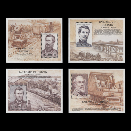 Saint Kitts 2001 (MNH) Historic Railways miniature sheets