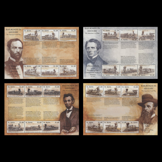 Saint Kitts 2001 (MNH) Historic Railways sheetlets