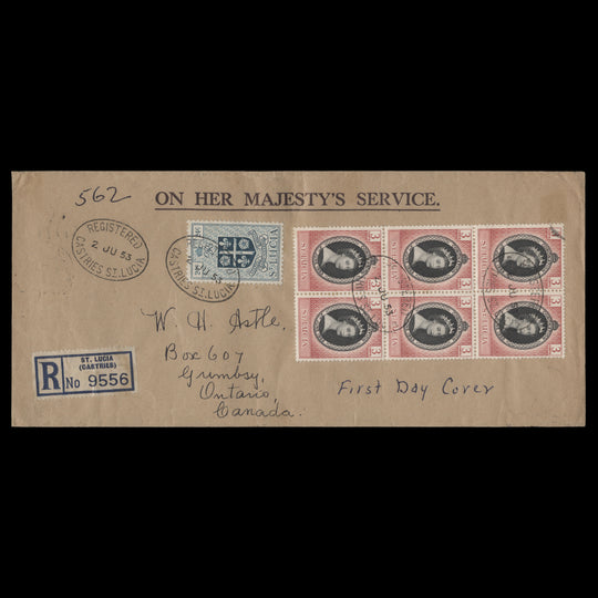 Saint Lucia 1953 Coronation first day cover, CASTRIES
