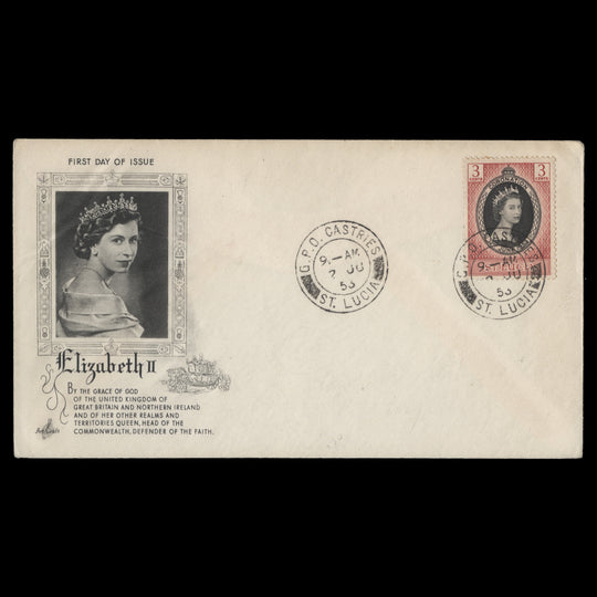 Saint Lucia 1953 Coronation first day cover, CASTRIES