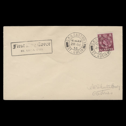 Saint Lucia 1953 Definitive first day cover, CASTRIES