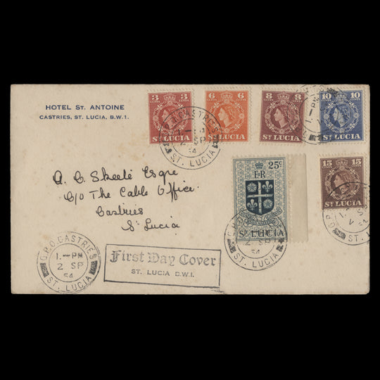 Saint Lucia 1954 Definitives first day cover, CASTRIES