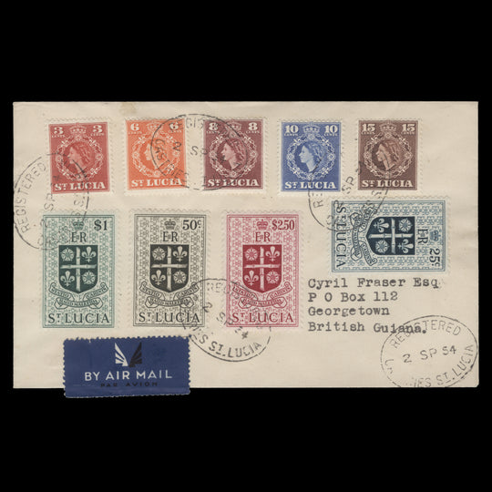 Saint Lucia 1954 Definitives first day cover, CASTRIES