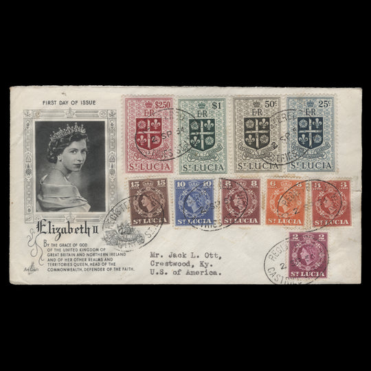 Saint Lucia 1954 Definitives first day cover, CASTRIES