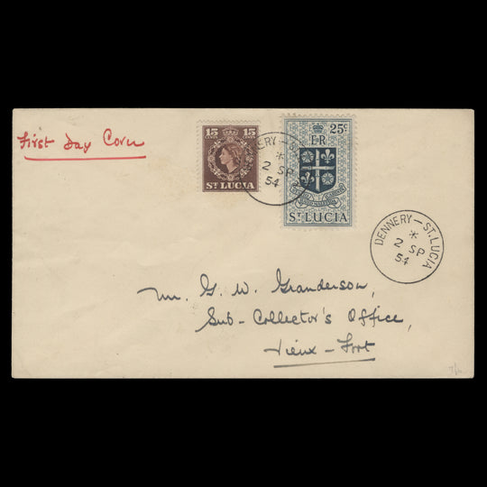 Saint Lucia 1954 Definitives first day cover, DENNERY