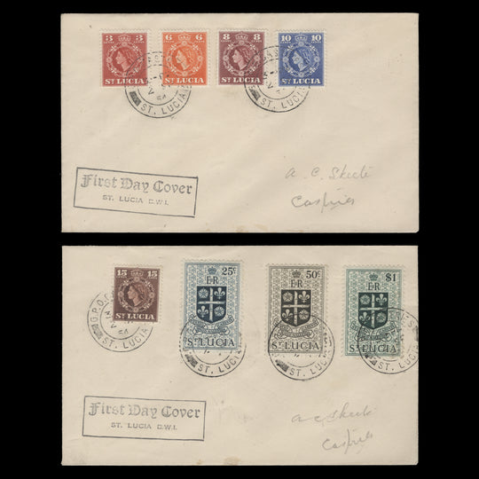 Saint Lucia 1954 Definitives first day covers, CASTRIES