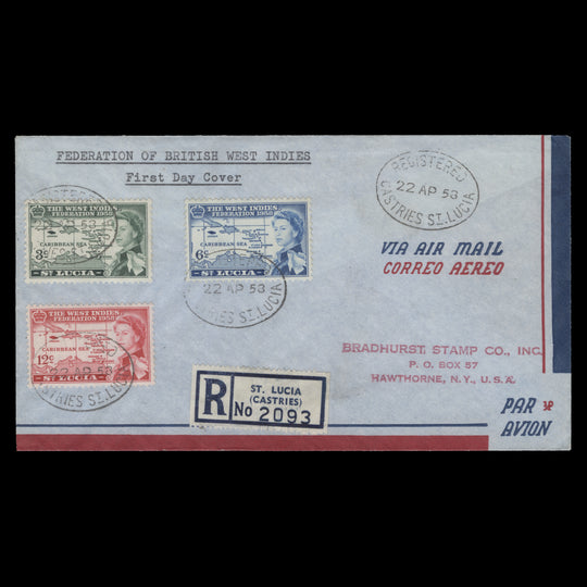 Saint Lucia 1958 West Indies Federation first day cover, CASTRIES