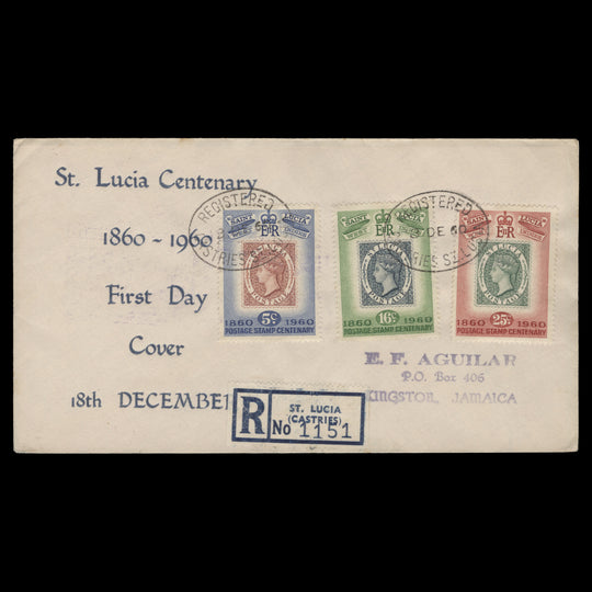 Saint Lucia 1960 Stamp Centenary first day cover, CASTRIES