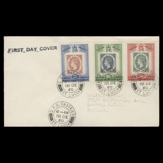 Saint Lucia 1960 Stamp Centenary first day cover, CASTRIES