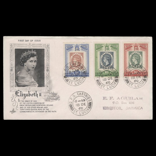Saint Lucia 1960 Stamp Centenary first day cover, CASTRIES