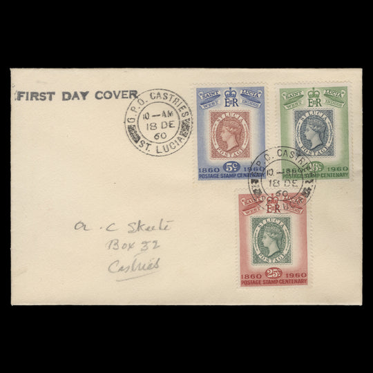 Saint Lucia 1960 Stamp Centenary first day cover, CASTRIES