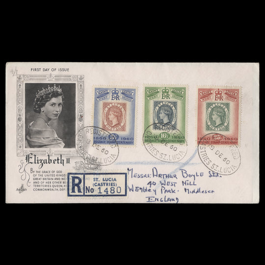 Saint Lucia 1960 Stamp Centenary first day cover, CASTRIES
