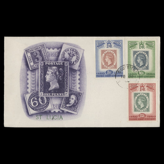 Saint Lucia 1960 Stamp Centenary first day cover, SOUFRIERE