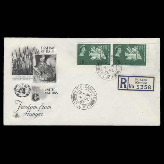 Saint Lucia 1963 Freedom From Hunger first day cover, CASTRIES