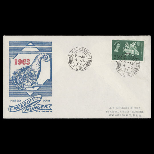 Saint Lucia 1963 Freedom From Hunger first day cover, CASTRIES