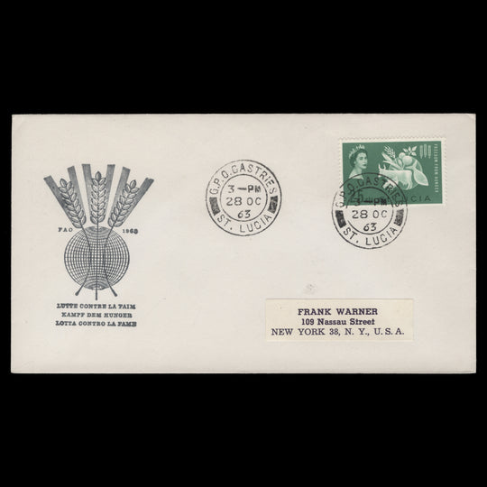 Saint Lucia 1963 Freedom From Hunger first day cover, CASTRIES