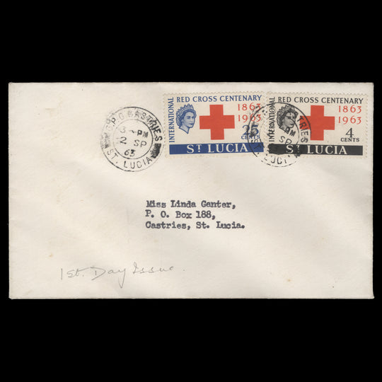 Saint Lucia 1963 Red Cross Centenary first day cover, CASTRIES