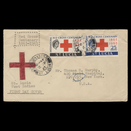 Saint Lucia 1963 Red Cross Centenary first day cover, CASTRIES