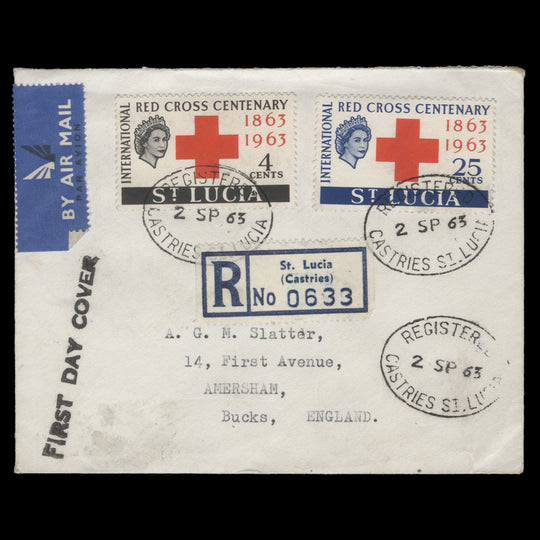 Saint Lucia 1963 Red Cross Centenary first day cover, CASTRIES
