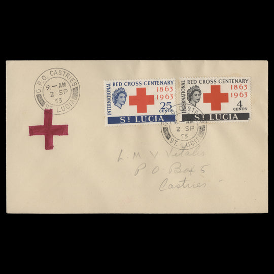 Saint Lucia 1963 Red Cross Centenary first day cover, CASTRIES