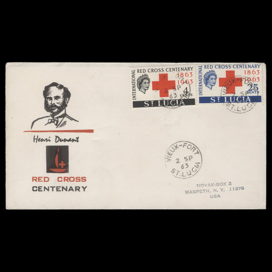 Saint Lucia 1963 Red Cross Centenary first day cover, VIEUX-FORT