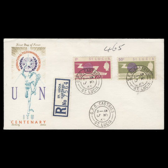 Saint Lucia 1965 ITU Centenary first day cover, CASTRIES