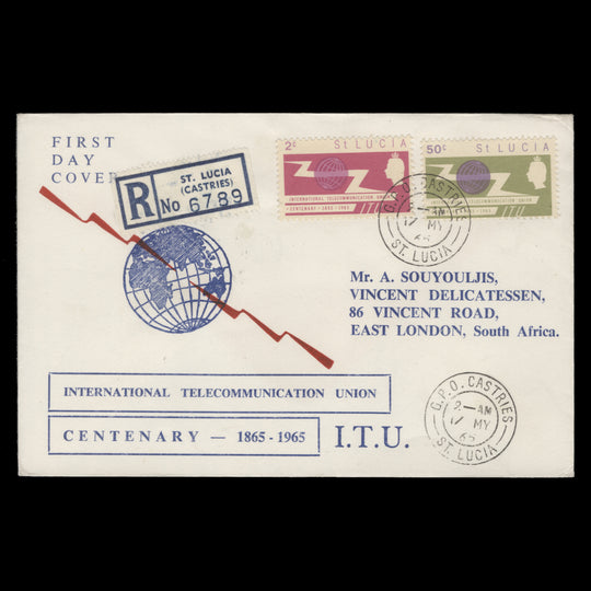 Saint Lucia 1965 ITU Centenary first day cover, CASTRIES