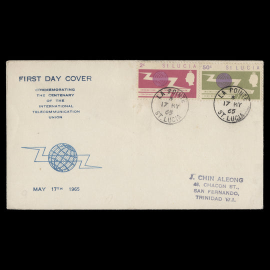 Saint Lucia 1965 ITU Centenary first day cover, LA POINTE