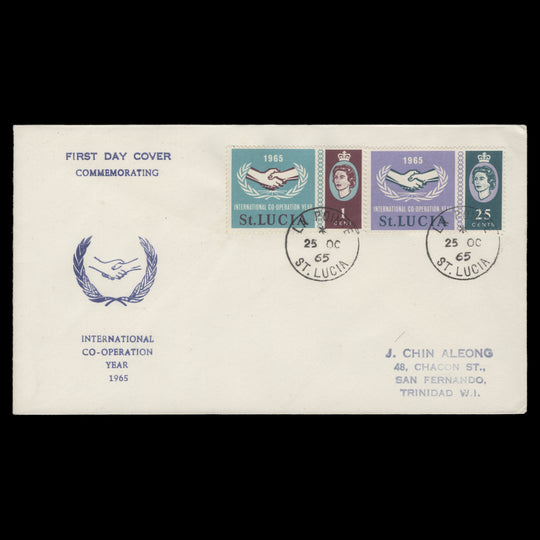Saint Lucia 1965 International Cooperation Year first day cover, LA POINTE