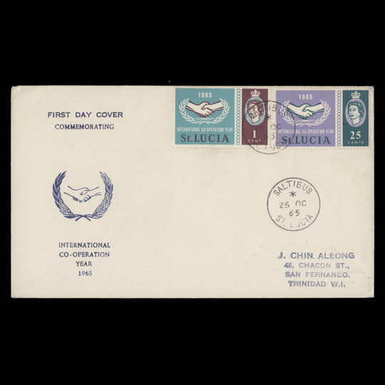 Saint Lucia 1965 International Cooperation Year first day cover, SALTIBUS