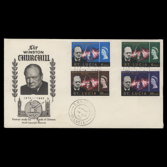Saint Lucia 1966 Churchill Commemoration first day cover, CASTRIES