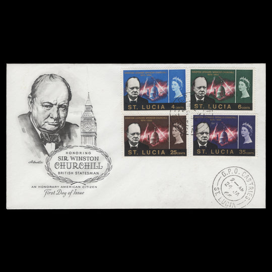 Saint Lucia 1966 Churchill Commemoration first day cover, CASTRIES