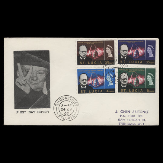 Saint Lucia 1966 Churchill Commemoration first day cover, CASTRIES