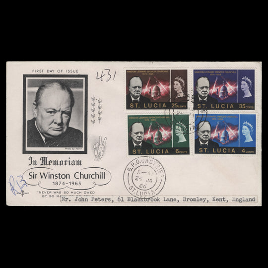 Saint Lucia 1966 Churchill Commemoration first day cover, CASTRIES