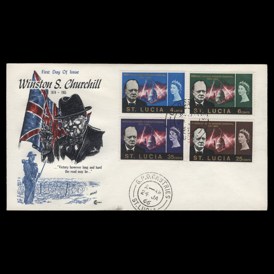 Saint Lucia 1966 Churchill Commemoration first day cover, CASTRIES