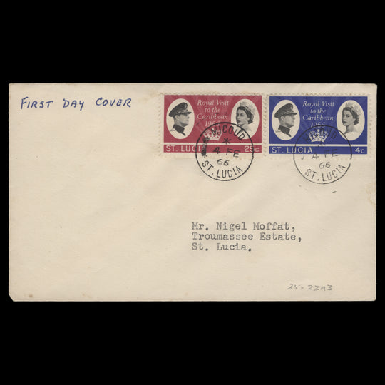 Saint Lucia 1966 Royal Visit to the Caribbean first day cover, MICOUD