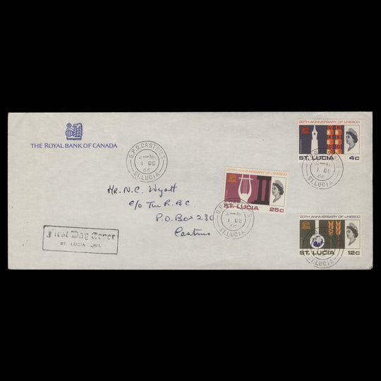 Saint Lucia 1966 UNESCO Anniversary first day cover, CASTRIES