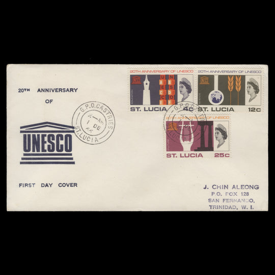Saint Lucia 1966 UNESCO Anniversary first day cover, CASTRIES