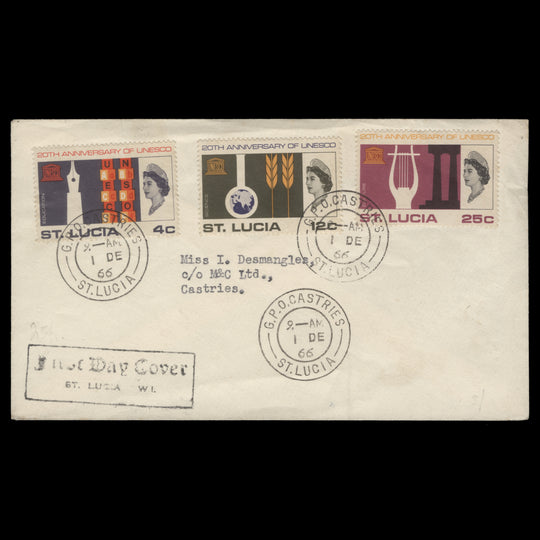 Saint Lucia 1966 UNESCO Anniversary first day cover, CASTRIES