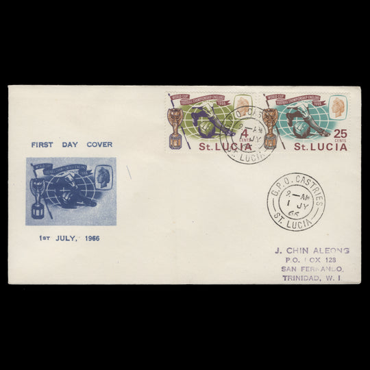 Saint Lucia 1966 World Cup Football first day cover, CASTRIES