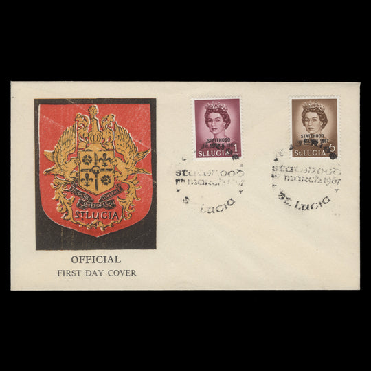 Saint Lucia 1967 Statehood first day cover, CASTRIES