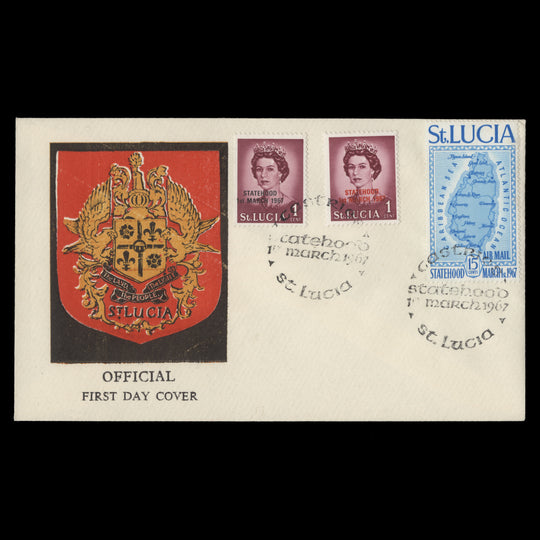 Saint Lucia 1967 Statehood first day cover, CASTRIES