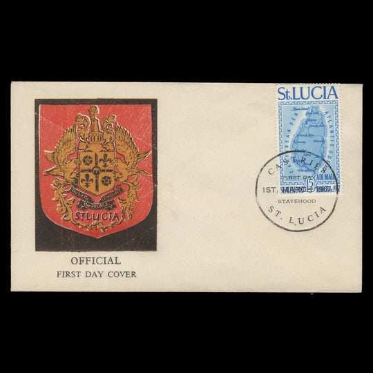 Saint Lucia 1967 Statehood first day cover, CASTRIES