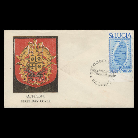 Saint Lucia 1967 Statehood first day cover, CASTRIES
