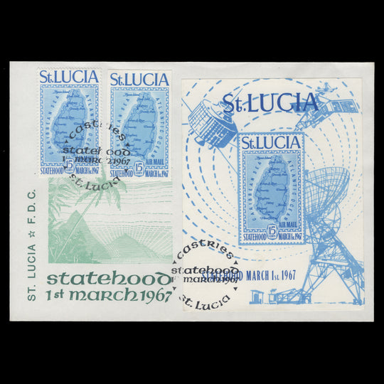 Saint Lucia 1967 Statehood first day cover, CASTRIES