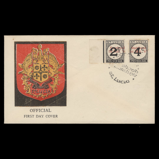 Saint Lucia 1967 Statehood postage dues first day cover, CASTRIES