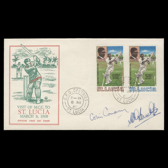 Saint Lucia 1968 MCC Tour of West Indies first day cover signed by match captains